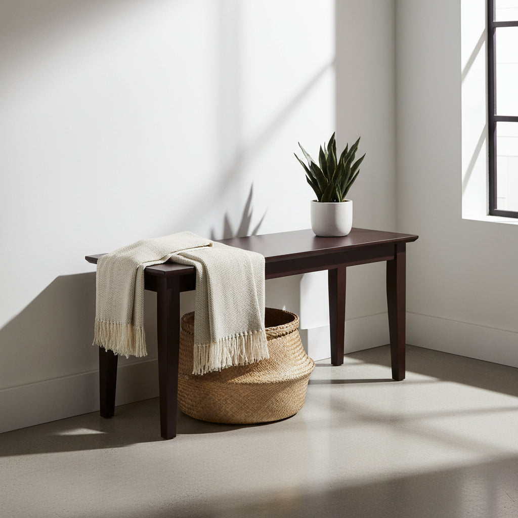 Solid Wood Entryway Accent Bench in Java Brown Finish - 18 H x 39 W x 14 D