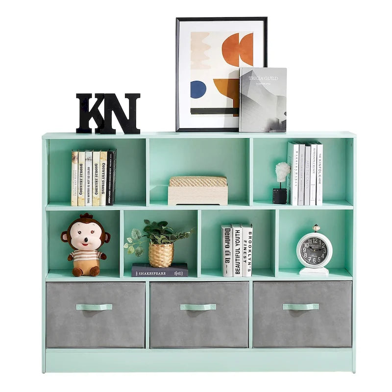 3-Tier Storage Bookcase for Kids, Simple Wood Display Cabinet for Bedroom