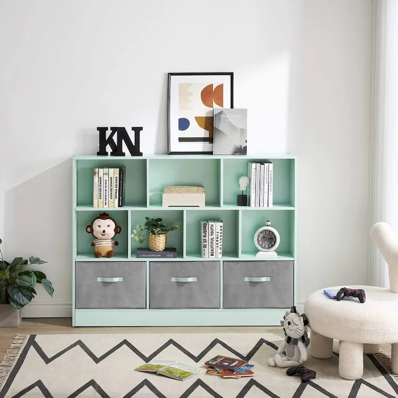 3-Tier Storage Bookcase for Kids, Simple Wood Display Cabinet for Bedroom