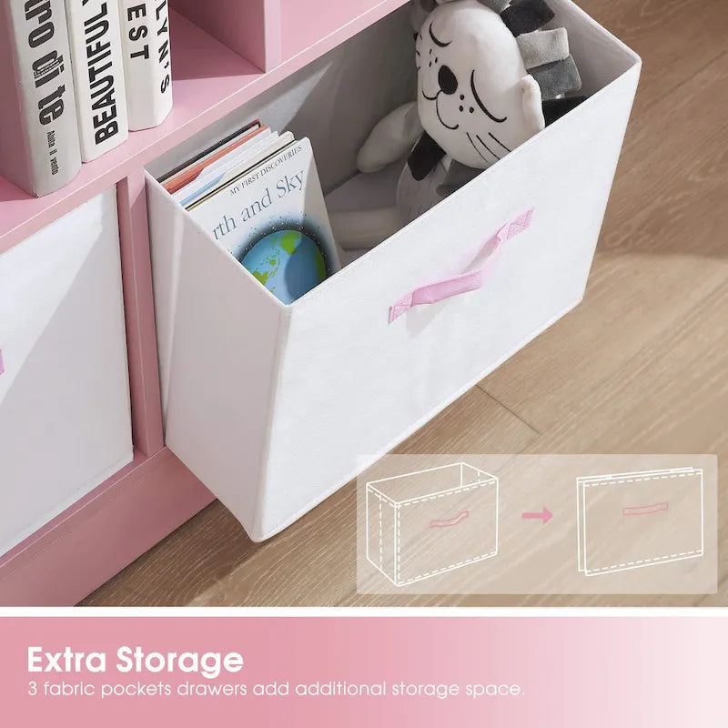 3-Tier Storage Bookcase for Kids, Simple Wood Display Cabinet for Bedroom