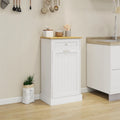 Freestanding Kitchen Trash Cabinet, Modern Wood 20-Inch Tilt-Out Trash Cabinet with Storage Drawer