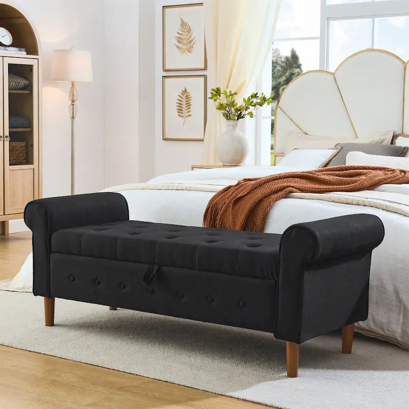 Bedroom Tufted Button Storage Bench