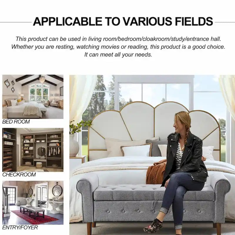 Bedroom Tufted Button Storage Bench