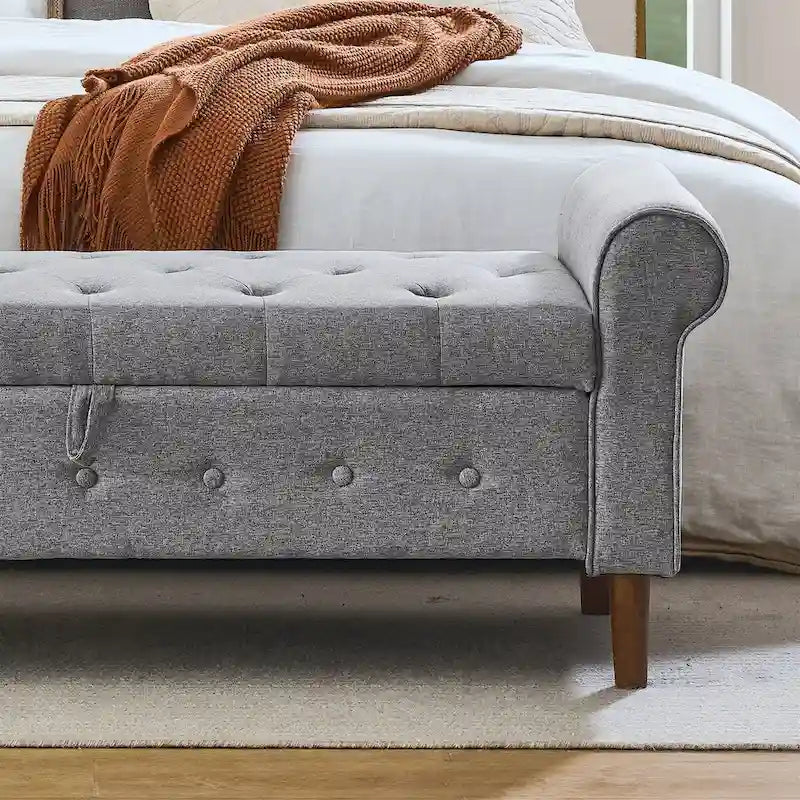 Bedroom Tufted Button Storage Bench