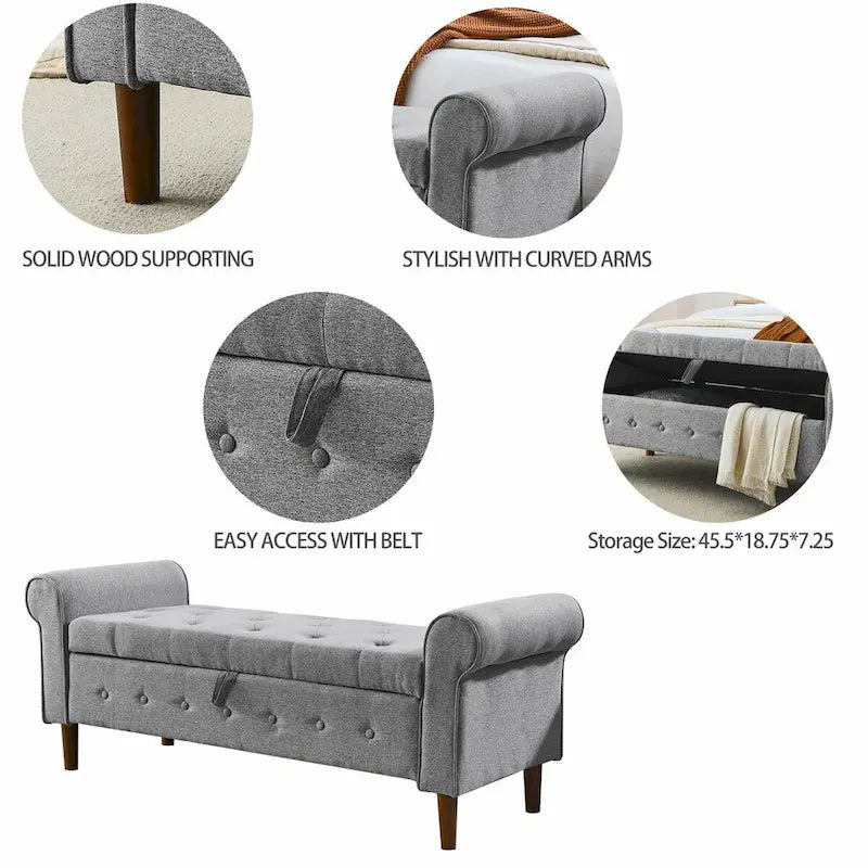 Bedroom Tufted Button Storage Bench
