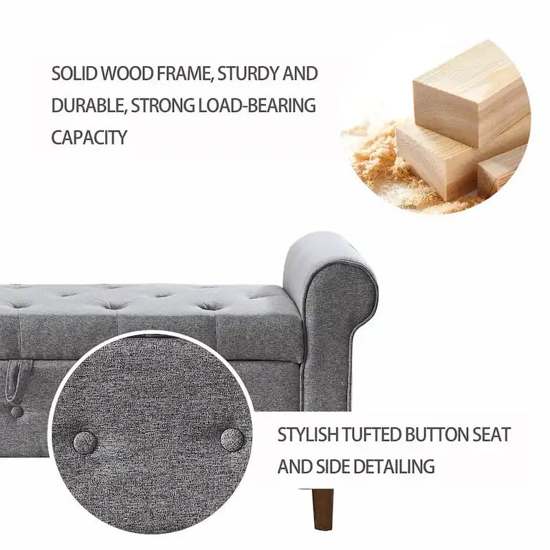 Bedroom Tufted Button Storage Bench