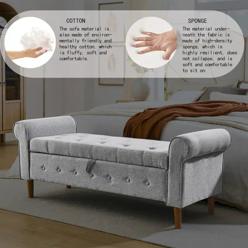 Bedroom Tufted Button Storage Bench