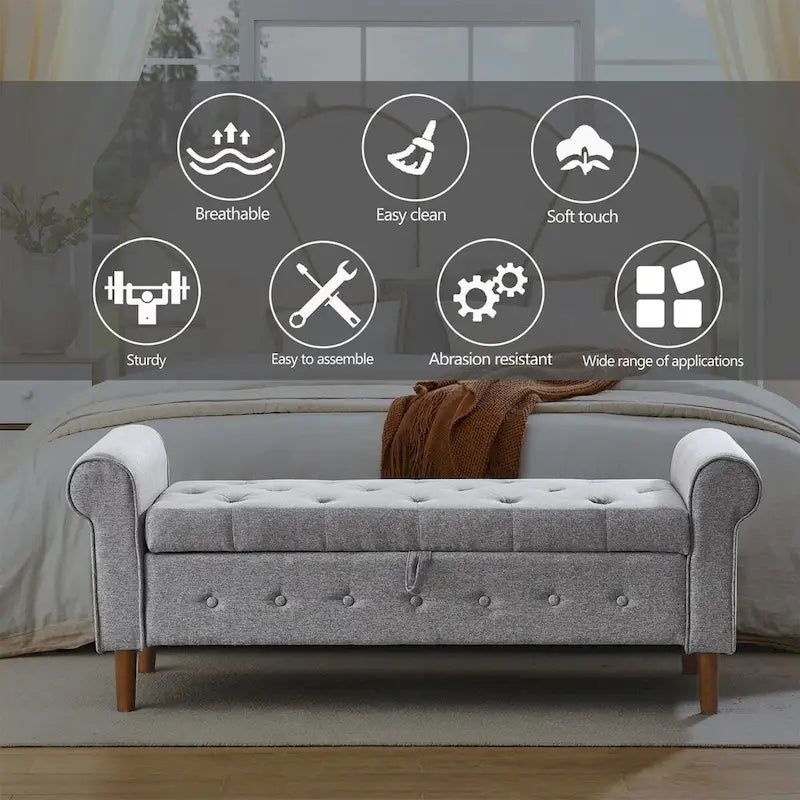 Bedroom Tufted Button Storage Bench