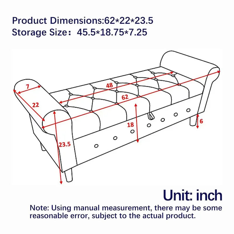 Bedroom Tufted Button Storage Bench