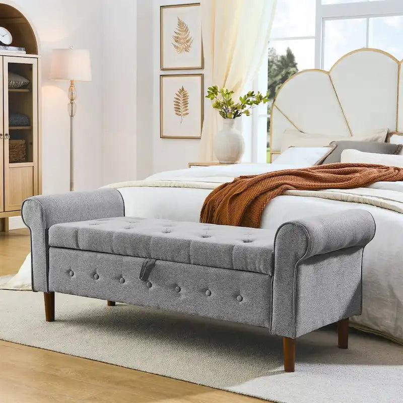 Bedroom Tufted Button Storage Bench