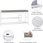 Shoe Bench Rack with Storage - 11.4D x 36W x 19.7H