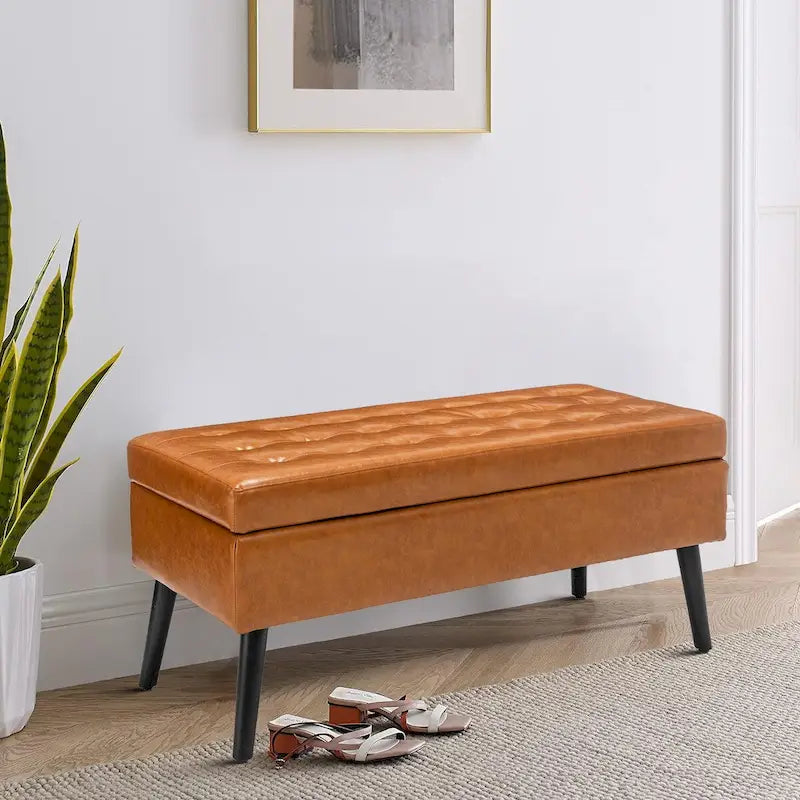 Modern Stylish Upholstered Storage Bench with Flip Top