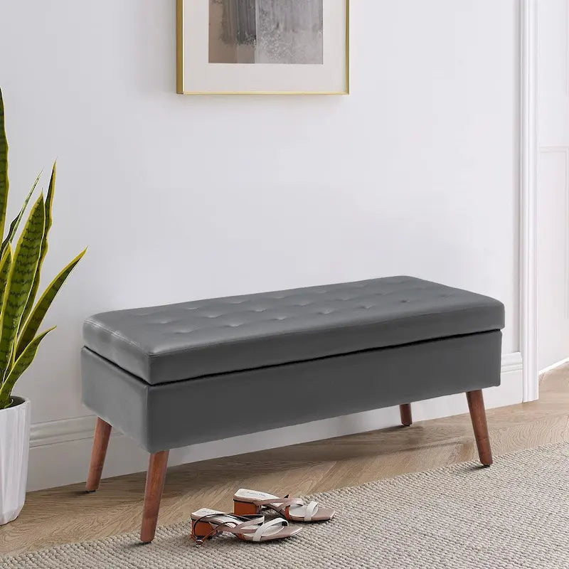 Modern Stylish Upholstered Storage Bench with Flip Top