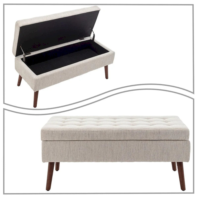 Modern Stylish Upholstered Storage Bench with Flip Top