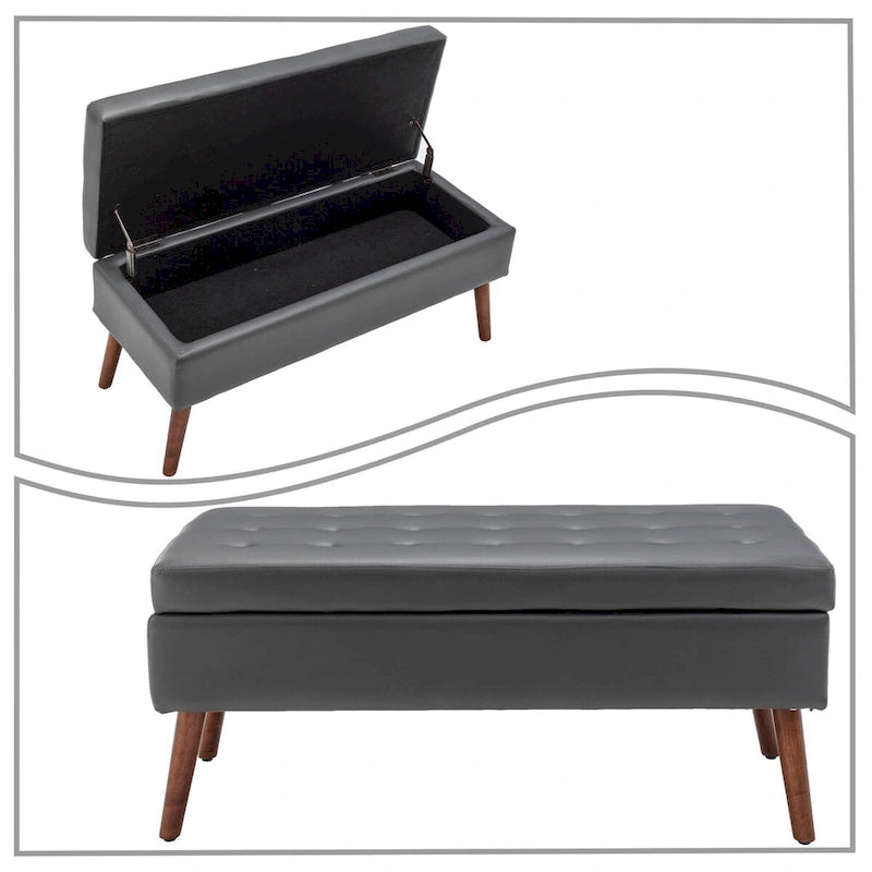 Modern Stylish Upholstered Storage Bench with Flip Top