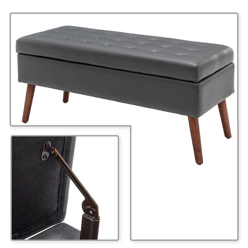 Modern Stylish Upholstered Storage Bench with Flip Top