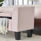 Velvet Ottoman Bench with Storage and Curved Arms