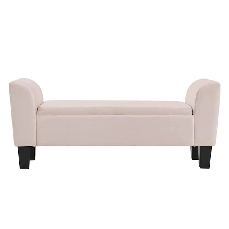 Velvet Ottoman Bench with Storage and Curved Arms
