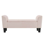 Velvet Ottoman Bench with Storage and Curved Arms