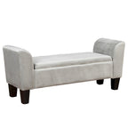 Velvet Ottoman Bench with Storage and Curved Arms