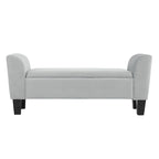 Velvet Ottoman Bench with Storage and Curved Arms