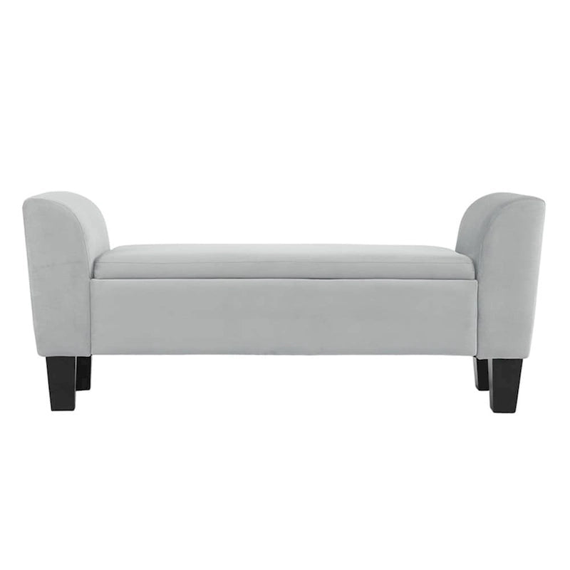 Velvet Ottoman Bench with Storage and Curved Arms