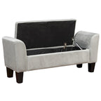 Velvet Ottoman Bench with Storage and Curved Arms