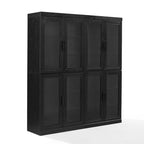 2Pc Glass Door Kitchen Pantry Storage Cabinet Set