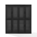 2Pc Glass Door Kitchen Pantry Storage Cabinet Set