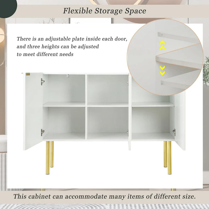 Modern Simple Sideboard Cabinet with Adjustable Shelves for Living Room, Dining Room