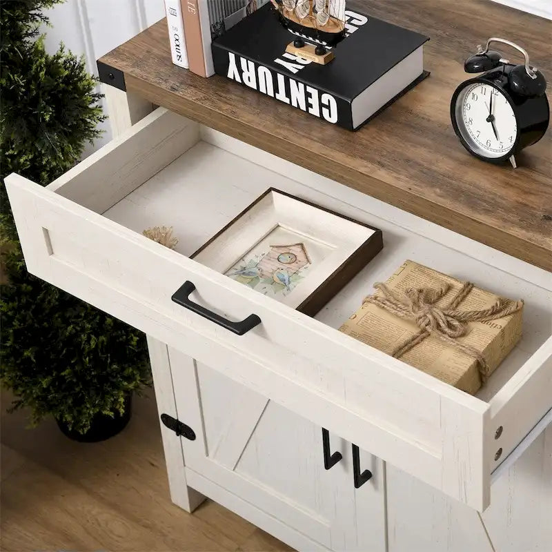 2 Barn Doors Kitchen Sideboard Buffet Cabinet with Drawer