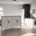 Wood Buffet Cabinet with 4 Barn Doors and 2 Adjustable Shelves