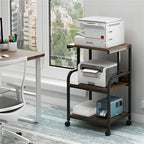 Printer Stand, 3 Shelf Printer Table with Wheels - 20.08 x 15.75 x 30.12
