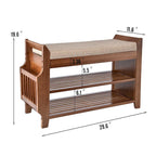 2 Tier Entryway Shoe Storage Organizer Shelf Bamboo Bench - 39.6*11.6*19.6
