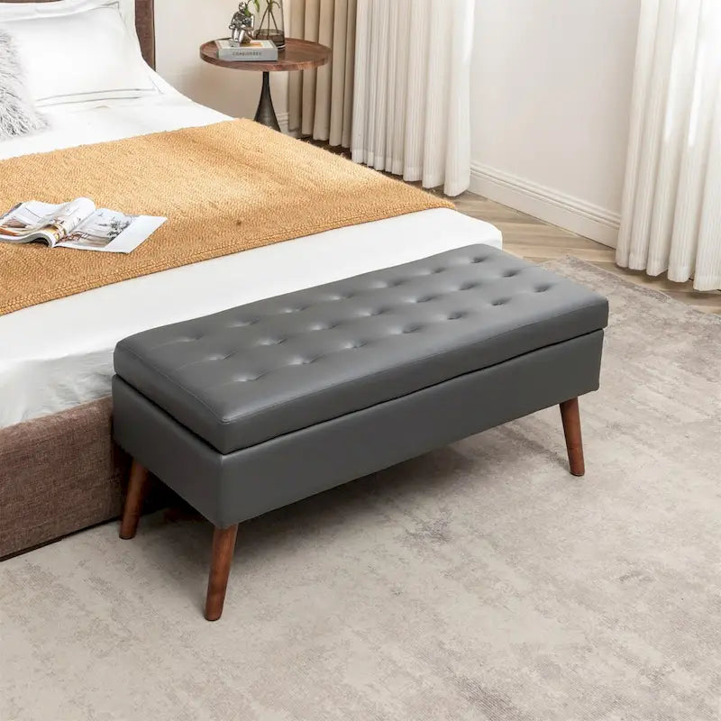 Faux Leather Bed Bench with Storage