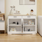 Farmhouse Buffet Cabinet Storage Sideboard with 2 Drawers and 4 Doors