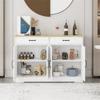 Farmhouse Buffet Cabinet Storage Sideboard with 2 Drawers and 4 Doors