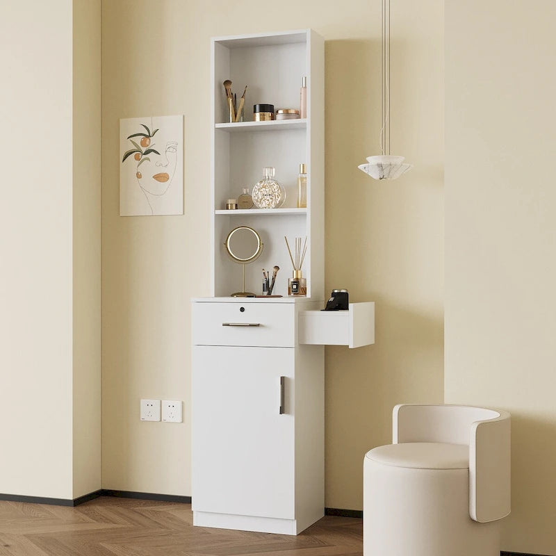 15.67 in. W x 70.87 in. H MDF Freestanding Linen Cabinet with Multi-layer Storage