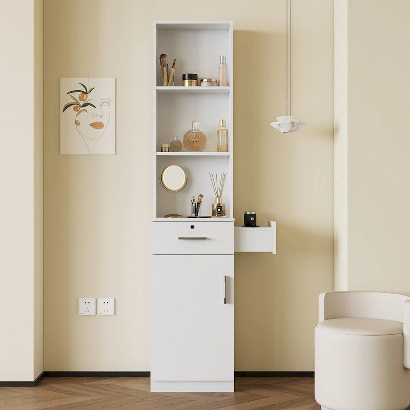 15.67 in. W x 70.87 in. H MDF Freestanding Linen Cabinet with Multi-layer Storage