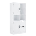 Bathroom Storage Cabinet with 2 Doors, 2 Drawers, Open Shelve & Adjustable Shelf