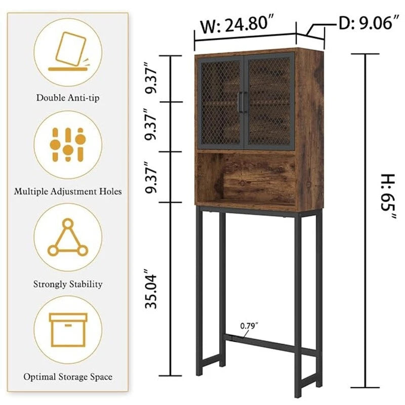 Bathroom Organizer Over Toilet - 9.06D x 24.8W x 65H