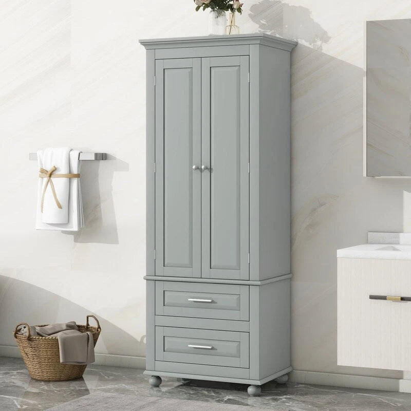 Tall Storage Cabinet with Two Drawers for Bathroom/Office