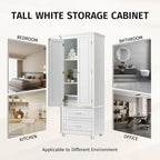 Tall Storage Cabinet with Two Drawers for Bathroom/Office