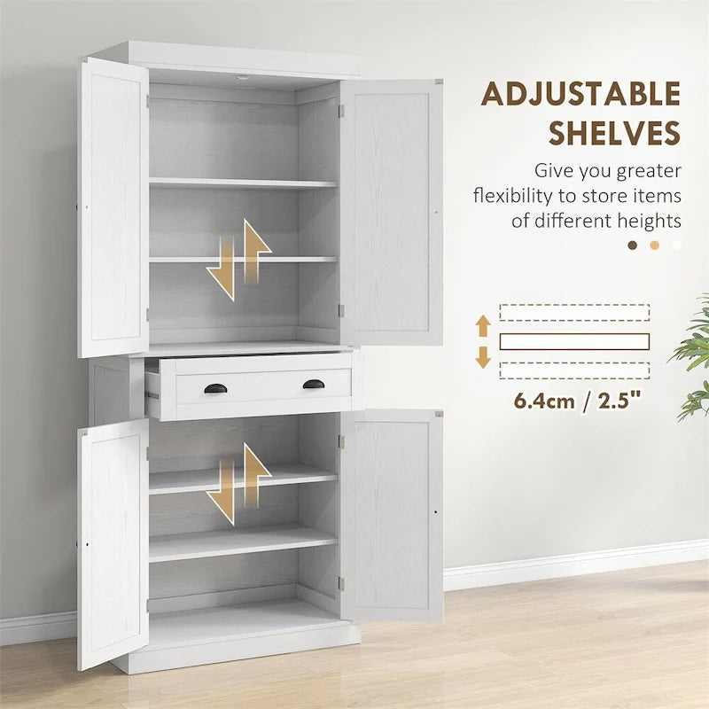 72.5 Kitchen Pantry Cabinet,Traditional Freestanding Storage Cabinet