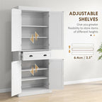 72.5 Kitchen Pantry Cabinet,Traditional Freestanding Storage Cabinet