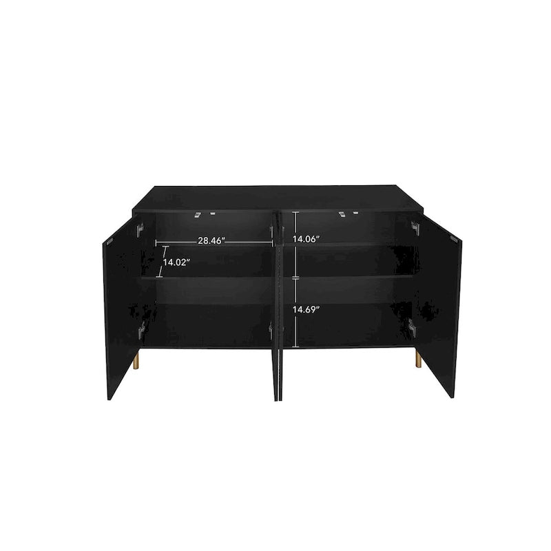 Carved 4 Door Sideboard, Sideboard Buffet Cabinet With Storage, Storage Cabinet with Adjustable Shelf for Living room