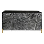 Carved 4 Door Sideboard, Sideboard Buffet Cabinet With Storage, Storage Cabinet with Adjustable Shelf for Living room