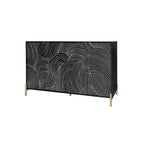 Carved 4 Door Sideboard, Sideboard Buffet Cabinet With Storage, Storage Cabinet with Adjustable Shelf for Living room
