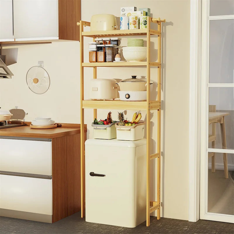 Over Toilet Shelf Space-saving Bamboo Bathroom Cabinet Rack Adjustable