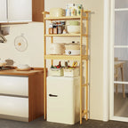 Over Toilet Shelf Space-saving Bamboo Bathroom Cabinet Rack Adjustable